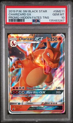 2019 POKEMON SM BLACK STAR PROMO HIDDEN FATES TINS #SM211 CHARIZARD GX PSA 10 - Image 1