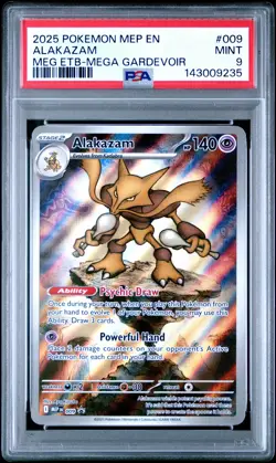 2025 POKEMON MEP EN-ME BLACK STAR PROMO #009 ALAKAZAM PSA 9 - Image 1
