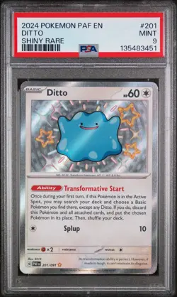 2024 POKEMON PAF EN-PALDEAN FATES SHINY RARE #201 DITTO PSA 9 - Image 1