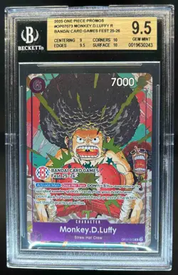 2025 One Piece Bandai Card Games Fest 25-26 Monkey D Luffy Rare OP07-073 BGS 9.5 - Image 1