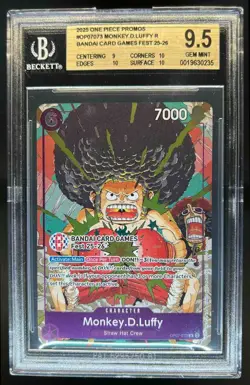 2025 One Piece Bandai Card Games Fest 25-26 Monkey D Luffy Rare OP07-073 BGS 9.5 - Image 1