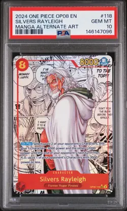 2024 ONE PIECE OP08-TWO LEGENDS MANGA ALTERNATE ART #118 SILVERS RAYLEIGH PSA 10 - Image 1