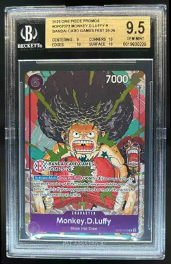 2025 One Piece Bandai Card Games Fest 25-26 Monkey D Luffy Rare OP07-073 BGS 9.5 - Image 1
