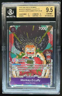 2025 One Piece Bandai Card Games Fest 25-26 Monkey D Luffy Rare OP07-073 BGS 9.5 - Image 1