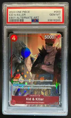 2024 One Piece Memorial Collection Kid & Killer Alternate Art #EB01-003 PSA 10 - Image 1