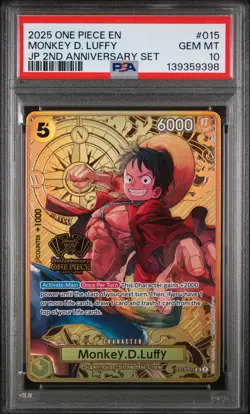 2025 ONE PIECE JAPANESE 2ND ANNIVERSARY SET #015 MONKEY D. LUFFY PSA 10 - Image 1
