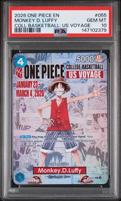 2026 ONE PIECE PROMOS COLLEGE BASKETBALL : US VOYAGE MONKEY D. LUFFY PSA 10 - Image 1