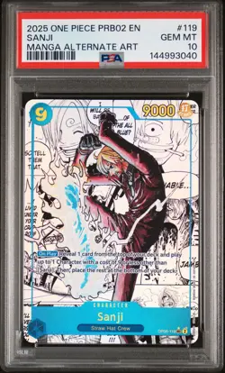 2025 ONE PIECE PRB02-PREMIUM BOOSTER MANGA ALT VOL.2 #119 SANJI PSA 10 - Image 1