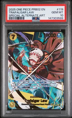 2025 ONE PIECE PRB02-PREMIUM BOOSTER SPECIAL ALT ART #119 TRAFALGAR LAW PSA 10 - Image 1