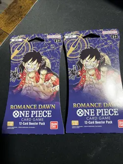Two - One Piece TCG Romance Dawn OP-01 English Sleeved Booster Pack Sealed, New - Image 1