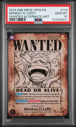 2024 ONE PIECE EMPERORS IN THE NEW WORLD WANTED ALT ART MONKEY D. LUFFY PSA 10 - Image 1