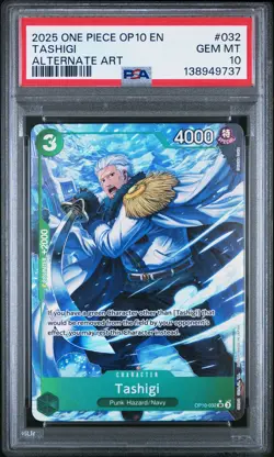 2025 ONE PIECE OP10-ROYAL BLOOD ALTERNATE ART #032 TASHIGI PSA 10 - Image 1