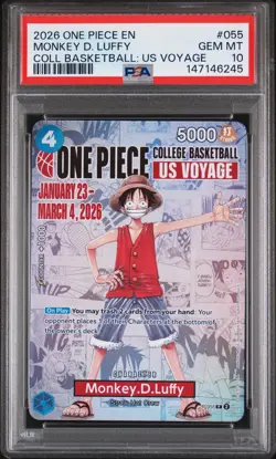 2026 ONE PIECE PROMOS COLLEGE BASKETBALL: US VOYAGE MONKEY D. LUFFY PSA 10 - Image 1