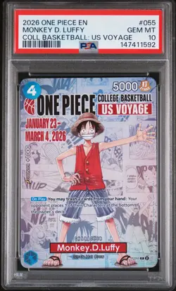 2026 ONE PIECE PROMOS COLLEGE BASKETBALL : US VOYAGE MONKEY D. LUFFY PSA 10 - Image 1