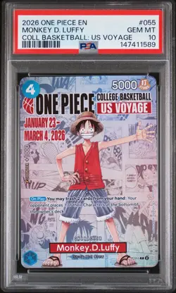 2026 ONE PIECE PROMOS COLLEGE BASKETBALL : US VOYAGE MONKEY D. LUFFY PSA 10 - Image 1