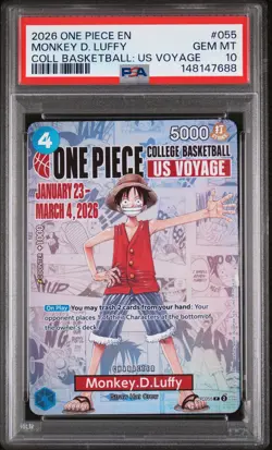 2026 ONE PIECE PROMOS COLLEGE BASKETBALL: US VOYAGE MONKEY D. LUFFY PSA 10 - Image 1