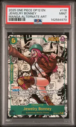 2025 ONE PIECE OP12-LEGACY OF THE MASTER MANGA ALT ART #118 JEWELRY BONNEY PSA 9 - Image 1