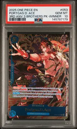 2025 ONE PIECE 3RD ANNIV TOURNAMENT 3 BROTHERS PACK WINNER PORTGAS D. ACE PSA 10 - Image 1