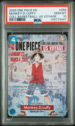 2026 ONE PIECE PROMOS COLLEGE BASKETBALL: US VOYAGE MONKEY D. LUFFY PSA 10 - Image 1
