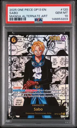 2025 ONE PIECE OP13-CARRYING ON HIS WILL MANGA ALTERNATE ART #120 SABO PSA 10 - Image 1