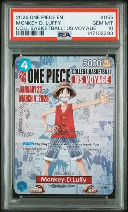 2026 ONE PIECE PROMOS COLLEGE BASKETBALL: US VOYAGE MONKEY D. LUFFY PSA 10 - Image 1