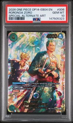 2026 ONE PIECE THE AZURE SEA'S SEVEN SPECIAL ALT ART #006 RORONOA ZORO PSA 10 - Image 1