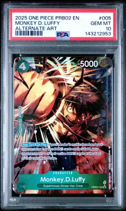 2025 One Piece PRB02 EN Monkey D Luffy Alternate Art #005 PSA 10 GEM MINT - Image 1