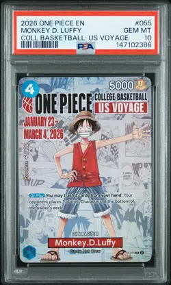 2026 ONE PIECE PROMOS COLLEGE BASKETBALL : US VOYAGE MONKEY D. LUFFY PSA 10 - Image 1