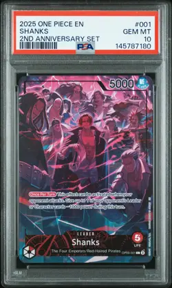 2025 ONE PIECE ENGLISH VERSION 2ND ANNIVERSARY SET #001 SHANKS PSA 10 - Image 1