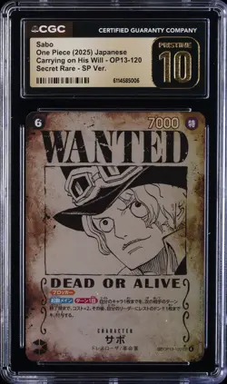 2025 ONE PIECE JAPANESE CARRYING ON HIS WILL #OP13-120 SABO CGC 10 PRISTINE - Image 1
