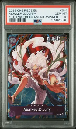 2023 ONE PIECE PROMOS 1ST ANNIV TOURNAMENT-WINNER #041 MONKEY D. LUFFY PSA 10 - Image 1