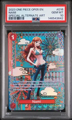 2023 ONE PIECE OP05-AWAKENING OF THE NEW ERA SPECIAL ALTERNATE ART NAMI PSA 10 - Image 1