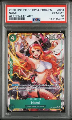 2026 ONE PIECE OP14-EB04-THE AZURE SEA'S SEVEN ALTERNATE ART #031 NAMI PSA 10 - Image 1