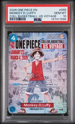 2026 ONE PIECE PROMOS COLLEGE BASKETBALL : US VOYAGE #055 MONKEY D. LUFFY PSA 10 - Image 1