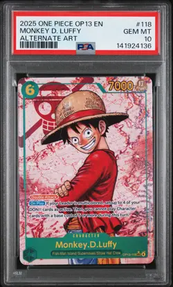 2025 ONE PIECE OP13-CARRYING ON HIS WILL ALTERNATE ART MONKEY D. LUFFY PSA 10 - Image 1
