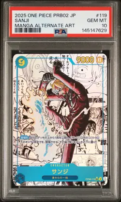 2025 ONE PIECE JAPANESE PRB02-PREMIUM BOOSTER MANGA ALT ART #119 SANJI PSA 10 - Image 1