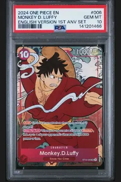 PSA 10 - Monkey D. Luffy ST10-006 1st Anniversary English Promo One Piece 2024 - Image 1