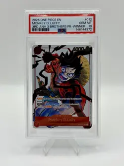 PSA 10 - Monkey D. Luffy ST01-012 3rd Anniversary WINNER Stamped Promo One Piece - Image 1