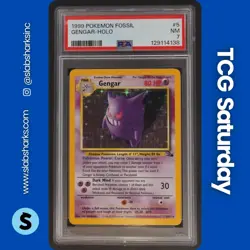 1999 POKEMON FOSSIL #5/62 GENGAR HOLO RARE PSA 7 - Image 1
