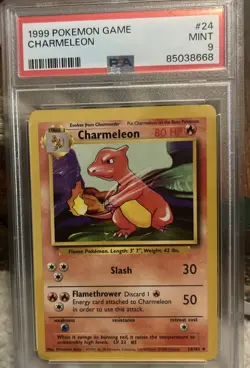 PSA 9 MINT 1999 POKEMON GAME 24 CHARMELEON SHADOWLESS - Image 1