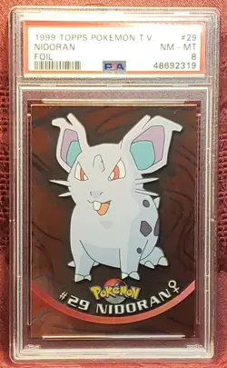 1999 Topps Pokemon T.V. Animation Series 1 Foil #29 Nidoran, PSA-8 - Image 1