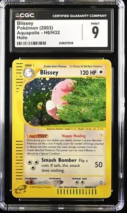 CGC 9 MINT Blissey H6/H32 Holo 2003 Pokemon Aquapolis Pop 19 - Image 1