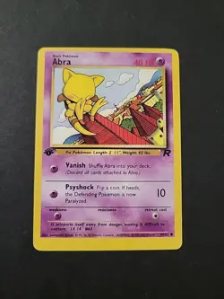 MP Off Center Pokemon WOTC Abra 49/82 Team Rocket 1ST Edition Error - Image 1