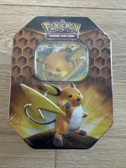 ⚡Pokemon TCG Hidden Fates Tin Raichu GX Factory Sealed⚡ - Image 1