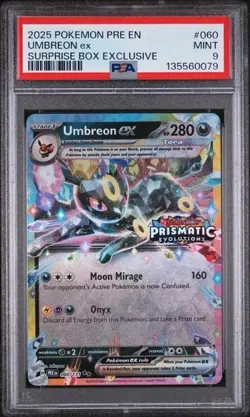 Pokemon Prismatic Evolutions - Umbreon ex #060 Surprise Box Stamped Promo PSA 9 - Image 1