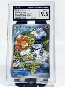 Pokemon TCG Castform Sunny Form 195/191 Sv08: Surging Sparks Holo CGC MINT 9.5 - Image 1