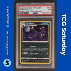 2019 POKEMON SWSH BLACK STAR PROMO EVO SKIES 3-PACK #SWSH129 UMBREON HOLO PSA 7 - Image 1