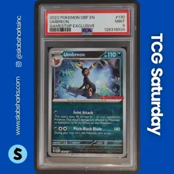 2023 POKEMON GAMESTOP EXCLUS. PROMO #130/197 UMBREON REVERSE HOLO STAMPED PSA 9 - Image 1