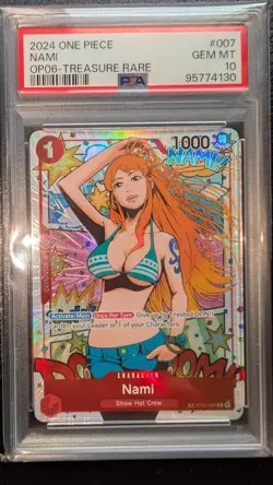 PSA 10 Nami Treasure Rare One Piece OP06 Gem Mint English Graded Foil - Image 1