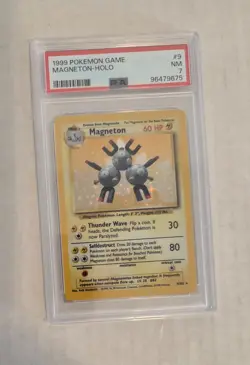 Pokemon vintage Base set Magneton Holo card, graded 7 - Image 1